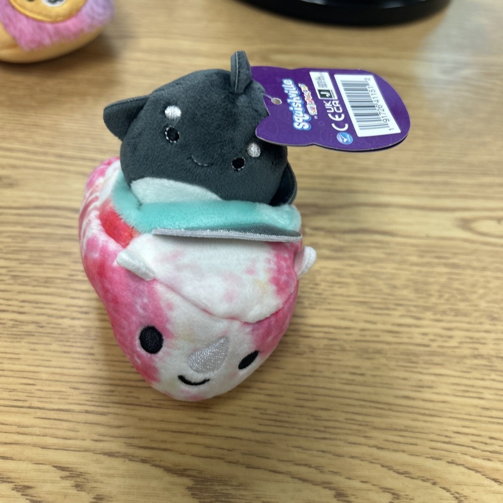 Squishville By Squishmallows Kai Orca Whale Mini 2" Plush With Vehicle Car NEW